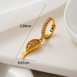 Gold color / 1 Piece Simple Series Classic Leaf Shape Copper  Gold Color Material Zircon Women's Dangle Earrings Picture2